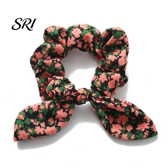 Goma para coleta Goma para el pelo Estampado floral Decoración de orejas de conejo Cuerda Accesorio apto para personas con discapacidad Alta elasticidad Moño Peinados semirecogidos