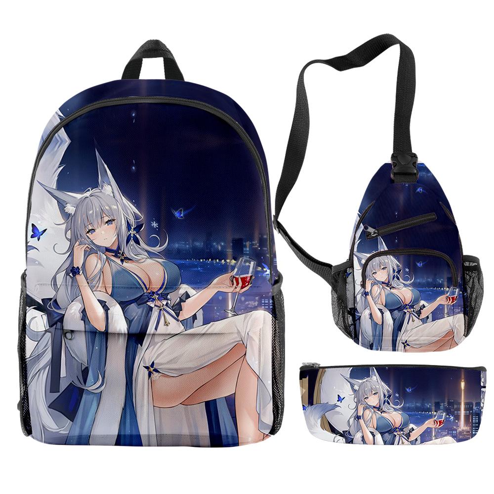 Classic Peculiar Novelty Cool Azur Lane Game 3D Print 3pcs/Set pupil School Bags Travel Laptop Backpack Chest Bag Pencil Case