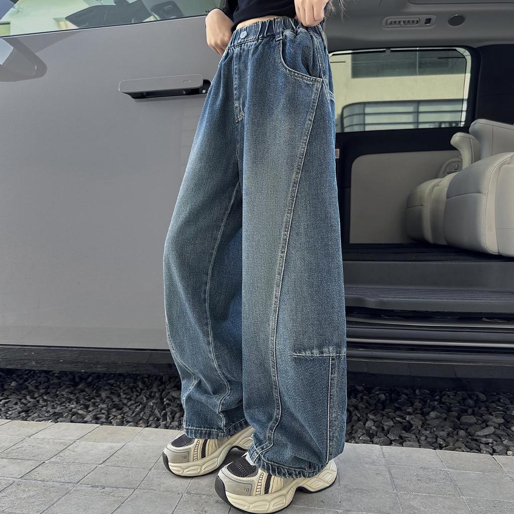 Big Girls' 2025 Wide-Leg Denim Pants - Autumn Casual Style