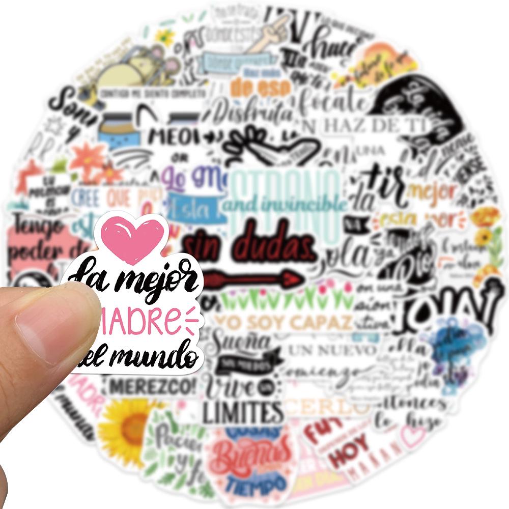 50 Waterproof Spanish Motivational Graffiti Stickers for DIY Decoration On Suitcase or Guitar