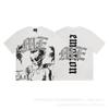 Unisex Vintage American Style Loose Fit Cotton Tee With Embellished Letter Print Round Neck Short Sleeve