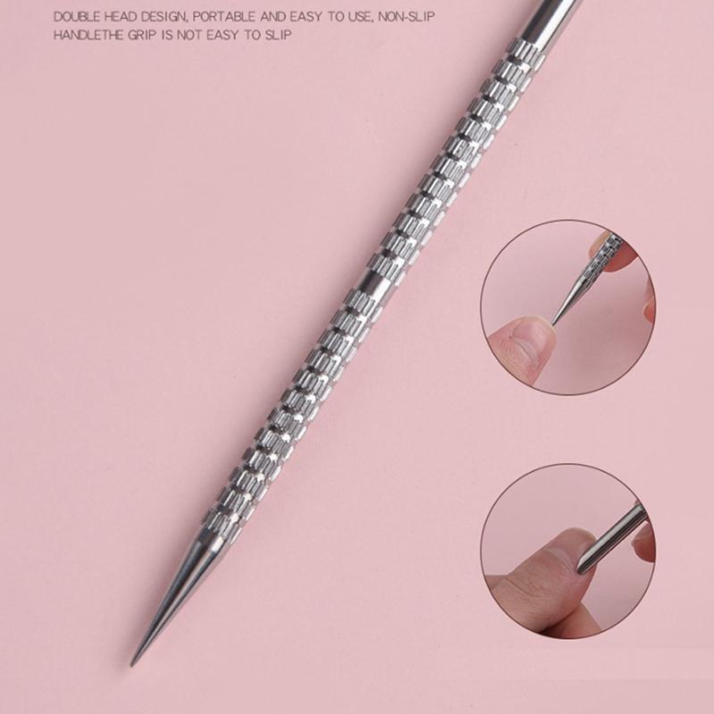 1Pcs Nail Art Dual End Stainless Steel Cuticle Pusher Spoon Dead Skin Removal