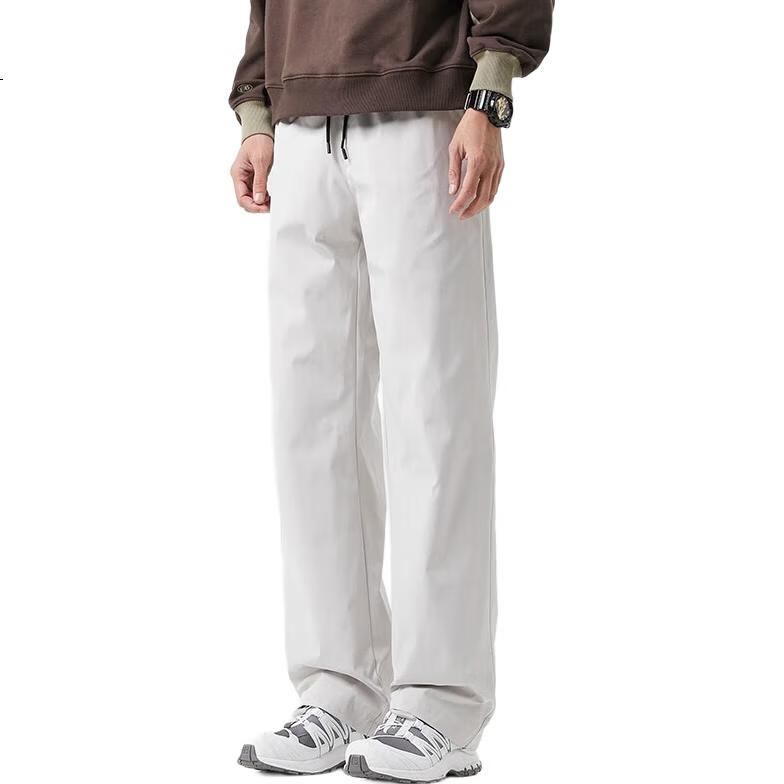 MMOPTOP Men's Autumn Winter Trendy Loose Fit Straight Cargo Pants Casual Sportswear K001 Gray L
