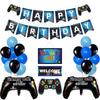 GAME ON Blauwe Gaming Feestdecoraties: Controller Banner, Folieballonnen, Deurhanger
