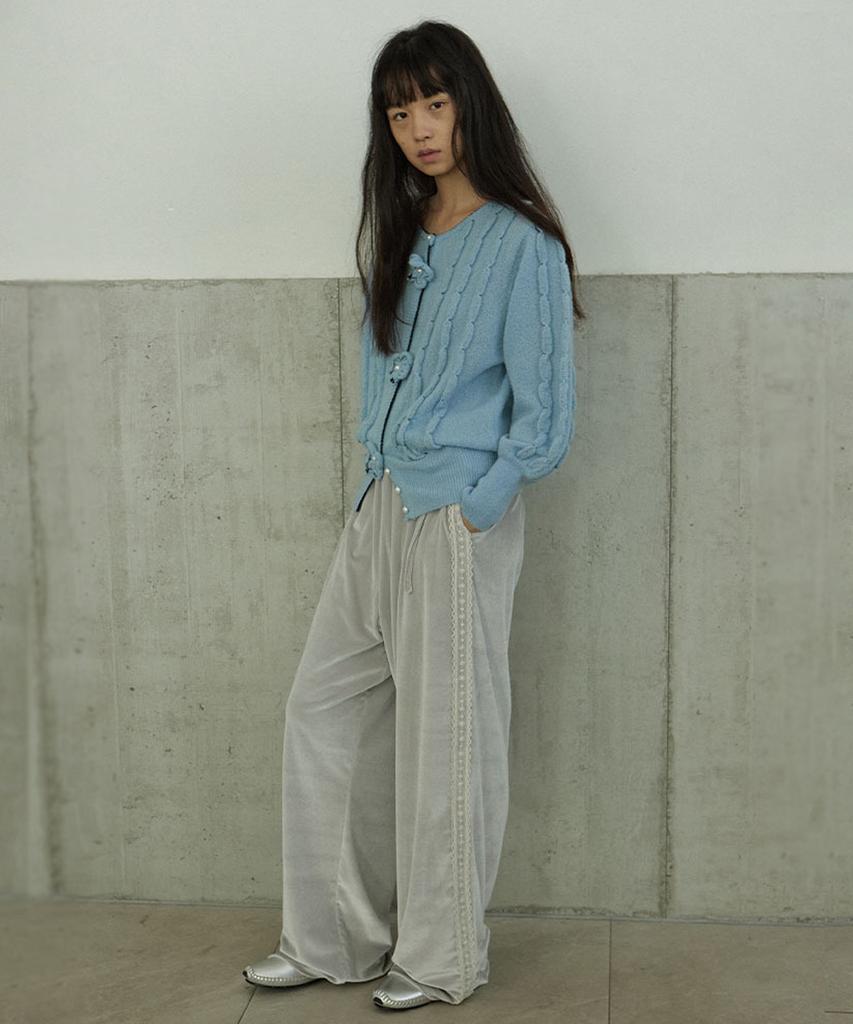 HOKUSPOKUS Velvet Relaxed Track Pants_Silver Gray