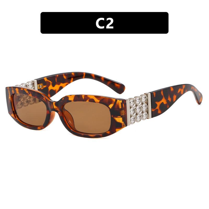 European and American fashion pearl decorative sunglasses trend photo sunglasses UV protection plain all-match sunglasses