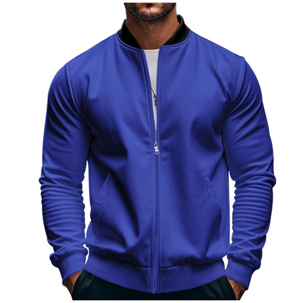 Men's Fashion Trend: Flight Zipper Baseball Jacket, Cardigan, Men's Solid Color Stand-up Collar Jacket