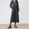 Women's Plus Size Dark Grey Wool-Blend Straight Leg Cropped Pants - Loose, Casual, Petite, Thickened for Spring & Autumn
