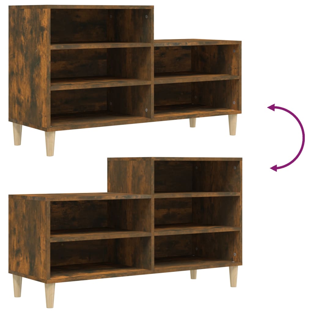 Shoe Rack Smoked Oak 102 x 36 x 60 cm Engineered Wood