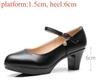 6 8 11 13cm Small Size 32-43 Comfortable Soft Leather Shoes Mary Janes 2025 Womens Block High Heels Shoes Dress Office Model Mom