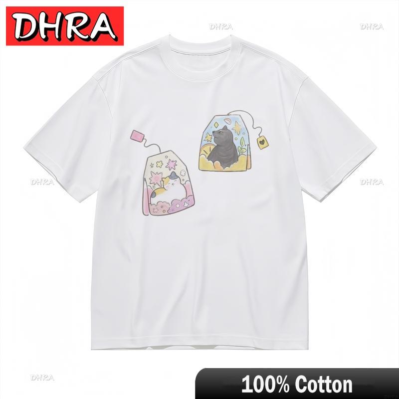 Womens Comfy Classic TShirt Kitten in Tea Bag Art Graphic 100 Cotton Tee Colorful Tees Tops for Unisex TShirt Spain Camisa