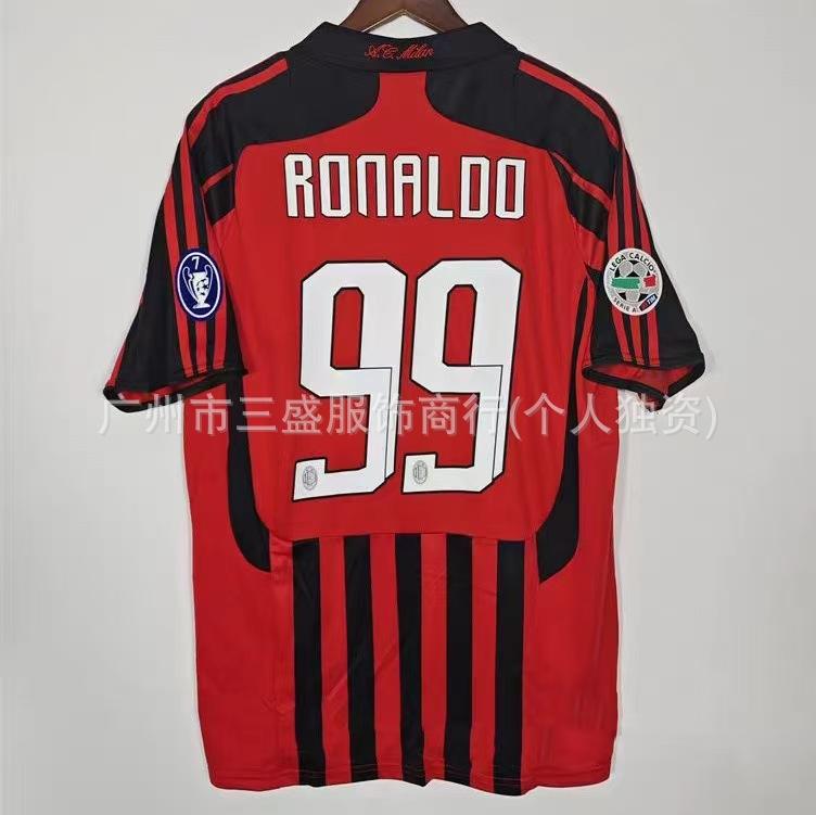 Wholesale sports outdoor retro series AC Milan jersey No. 22 Kaka No. 80 Ronaldinho same football jersey short sleeves