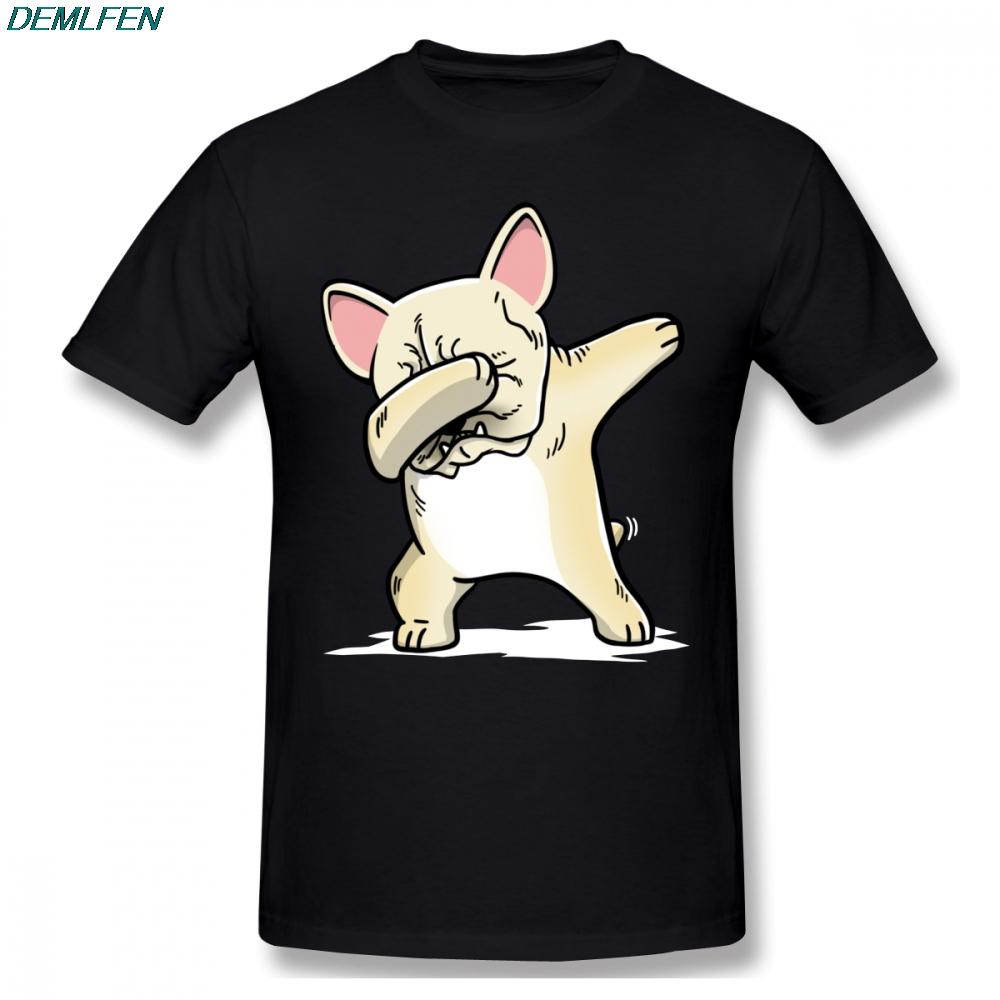 French Bulldog T Shirt Funny Dabbing Cream French Bulldog Dog T-Shirt Short Sleeve Cotton Tee Shirt Fashion Print Men Tshirt