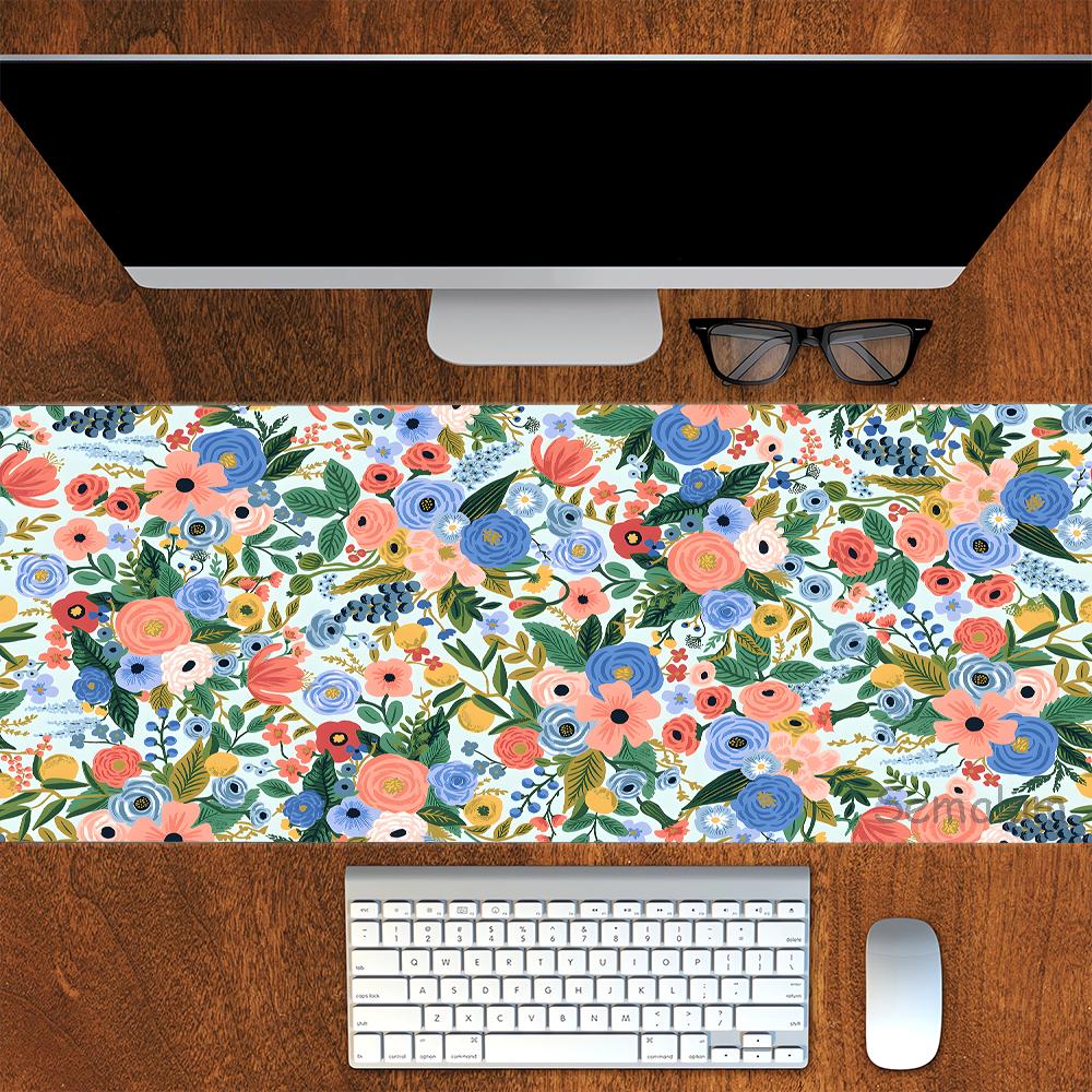 pc Bohemia Style Red flower Mouse Pad Plant Pattern Design Gaming Mousepads Rubber Base Pads Art Desk Mat for Home and Office