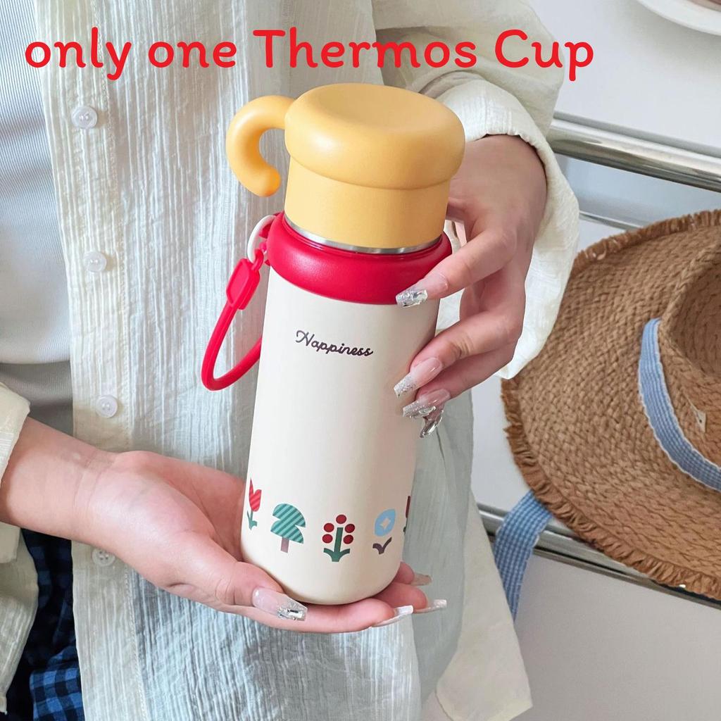 

Insulated Travel Mug With Strap And Straw For Office And Outdoor Use бежевый