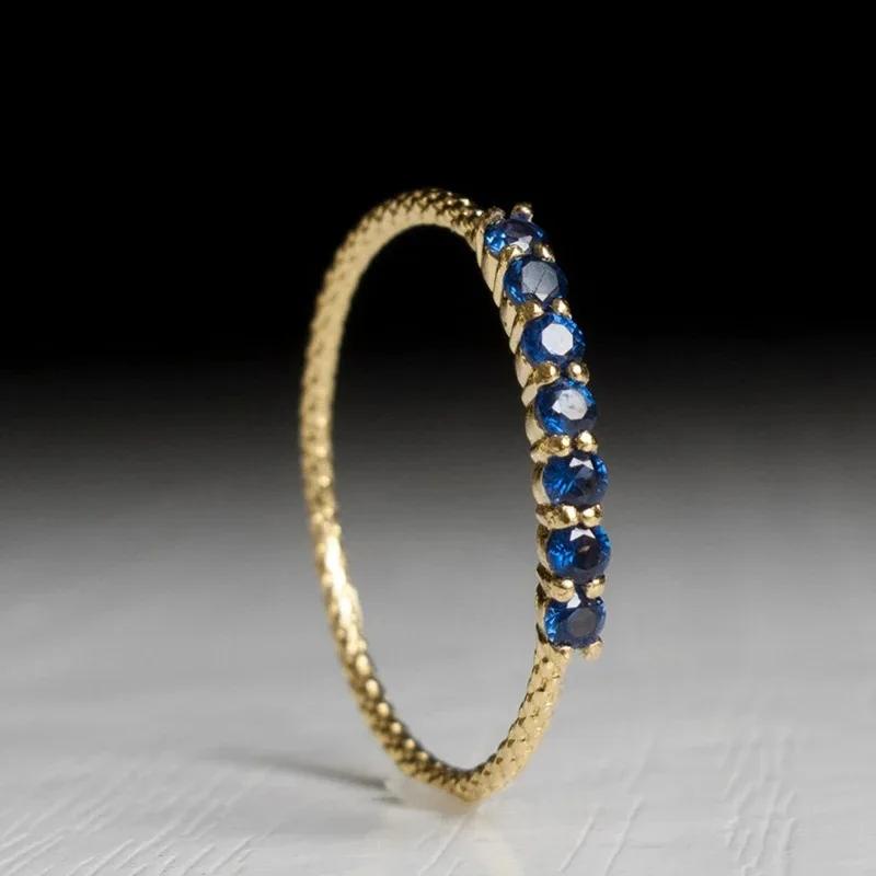 

2026 New Women s Ring Blue/White Zircon Temperament Finger Accessories Sparkling Copper Watch Band Fashion Zircon 6