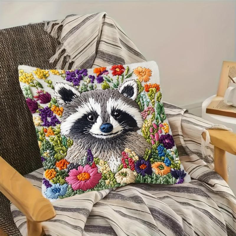 Raccoon Throw Cushion Covers Chair Living Room Pillowcase Cozy Zipper Sofa Pillow Covers Animal Bedroom Indoor Home Decor