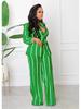 Women's Striped Printed Long-Sleeve Shirt Suit - Two-Piece Set