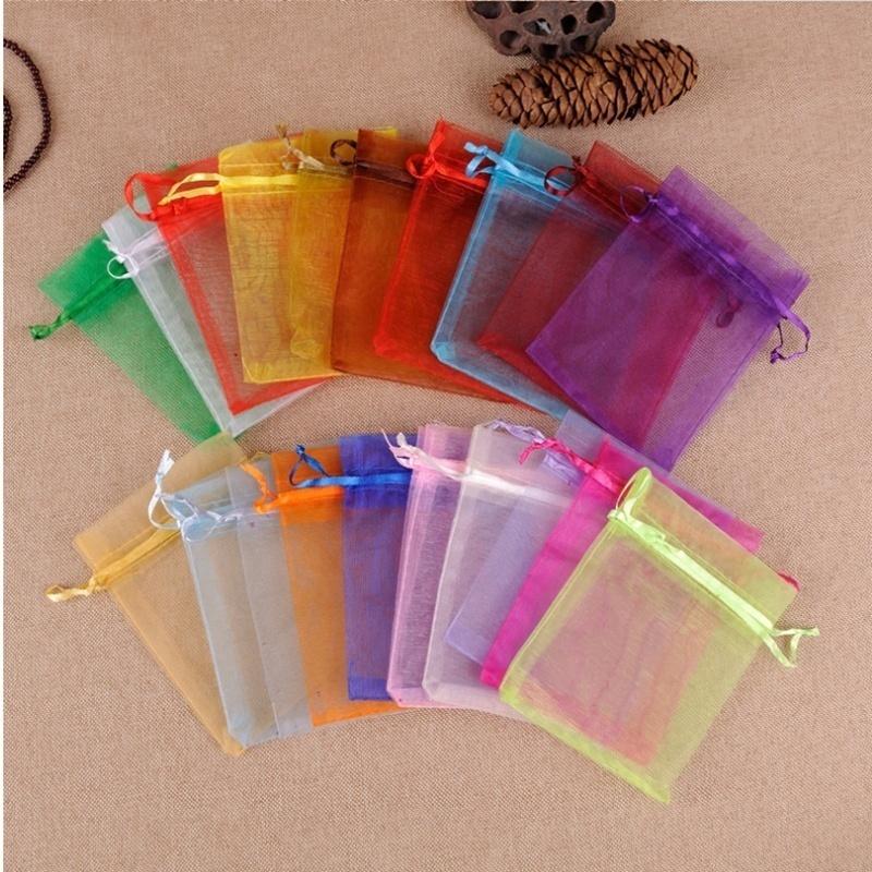 20Pcs Drawable Organza Bags Wedding Christmas Gift Bags Jewelry Packaging Organza Bags Color Random