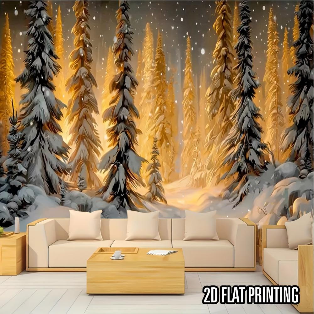 2D Plane, 1 Piece of Winter Fairyland Snow Forest Background Fabric, Suitable for Winter Party decorationZL