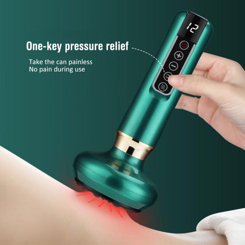 Rechargeable Electric Gua Sha Massager with Heating Vacuum Cupping ABS 304 Stainless Steel