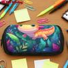 1pc 1pcs Hexagonal Dragon Design Flip Pencil Case - Double Layer Multi-Layer Zipper Closure Cover, Suitable For, Office & Travel, Stylish Storage Bag