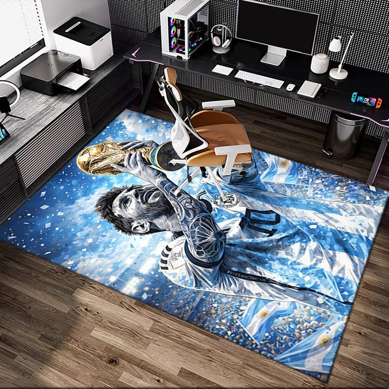 1pc Area Rug Appropriate for Office, Football Star Messi Carpet, Versatile Printed Chair Rug, Durable Home Sofa Carpet