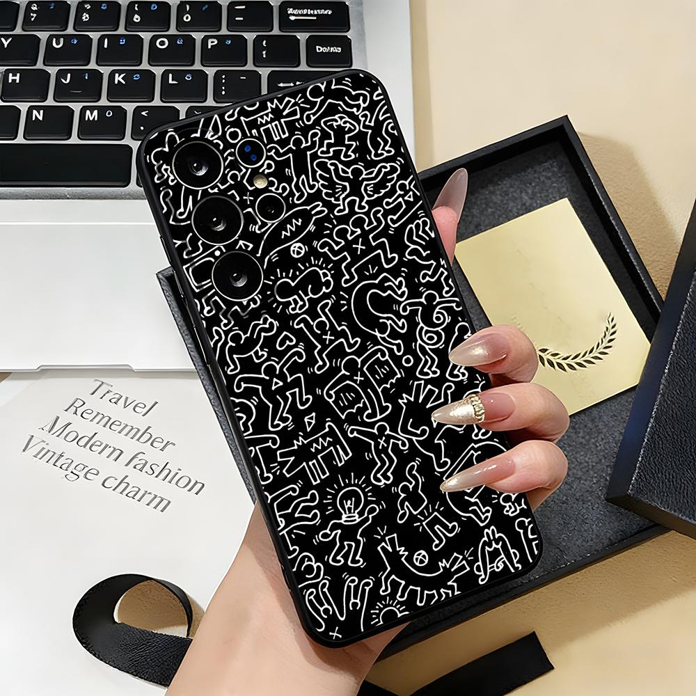 

Artist K-H-haring Phone Case For Samsung S26 S25 S24 FE S23 S22 S21 Plus S20 Ultra Note20Ultra Black Soft Shell Galaxy S25 FE