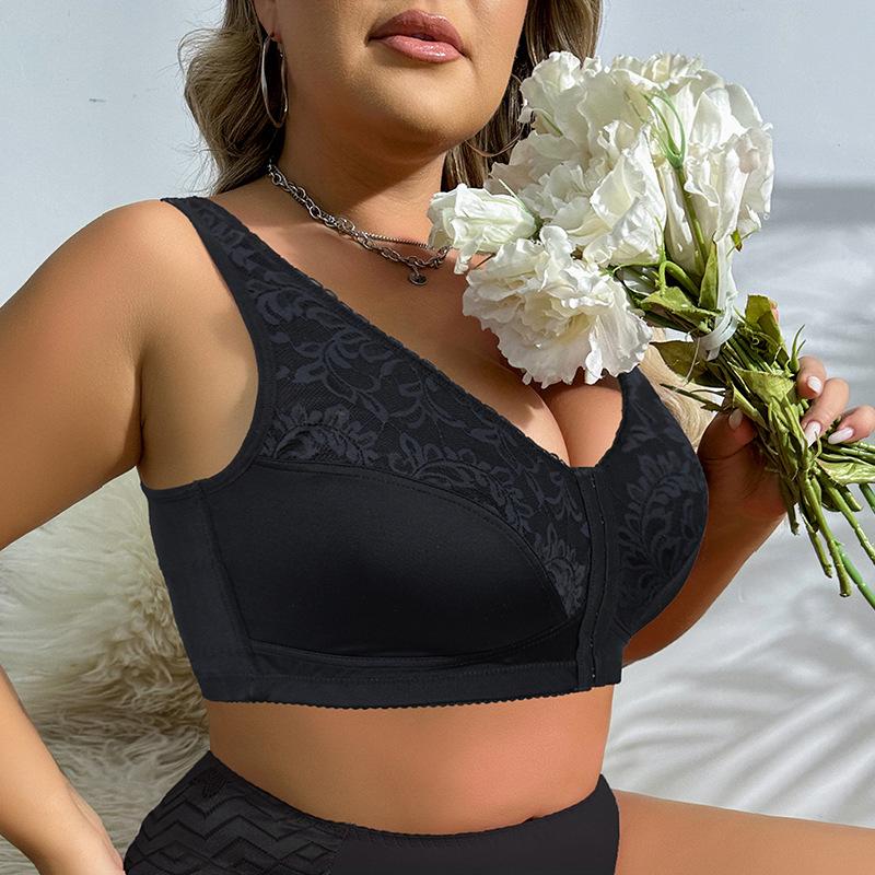 Large Breasts Make You Look Smaller Plus Size Seamless Underwear Front Buckle Ultra-thin Lace Bra Full Coverage No Wire Bra
