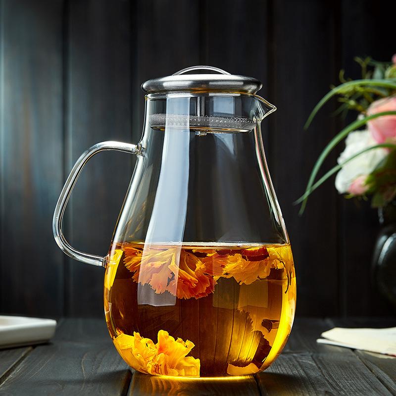 

Бытовой кувшин для холодной воды, большая кастрюля для хранения в гостиной, кастрюля из нержавеющей стали, прозрачный стакан из высокоборосиликатного стекла, устойчивого к высоким температурам, кувшин для холодной воды 2000Ml