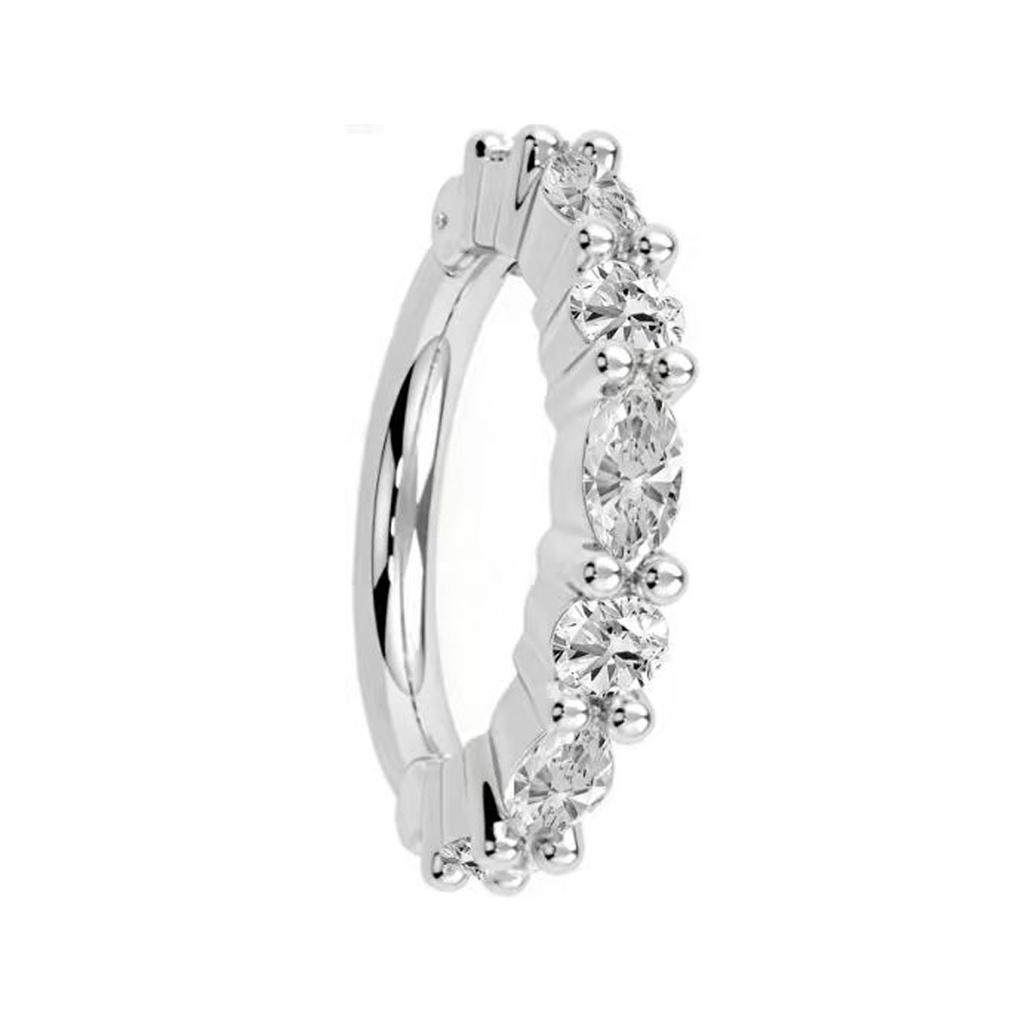 G23 Titanium Color CZ Hinged Segment Clicker Earring Cartilage Nose Hoop Septum Rings Piercing Jewelry