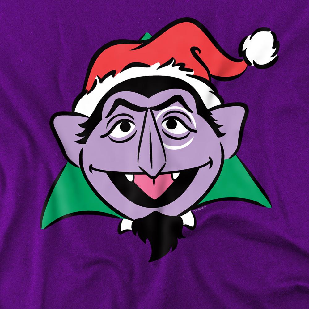Sesame Street Unisex Adult Count Von Count Santa Hat T-Shirt