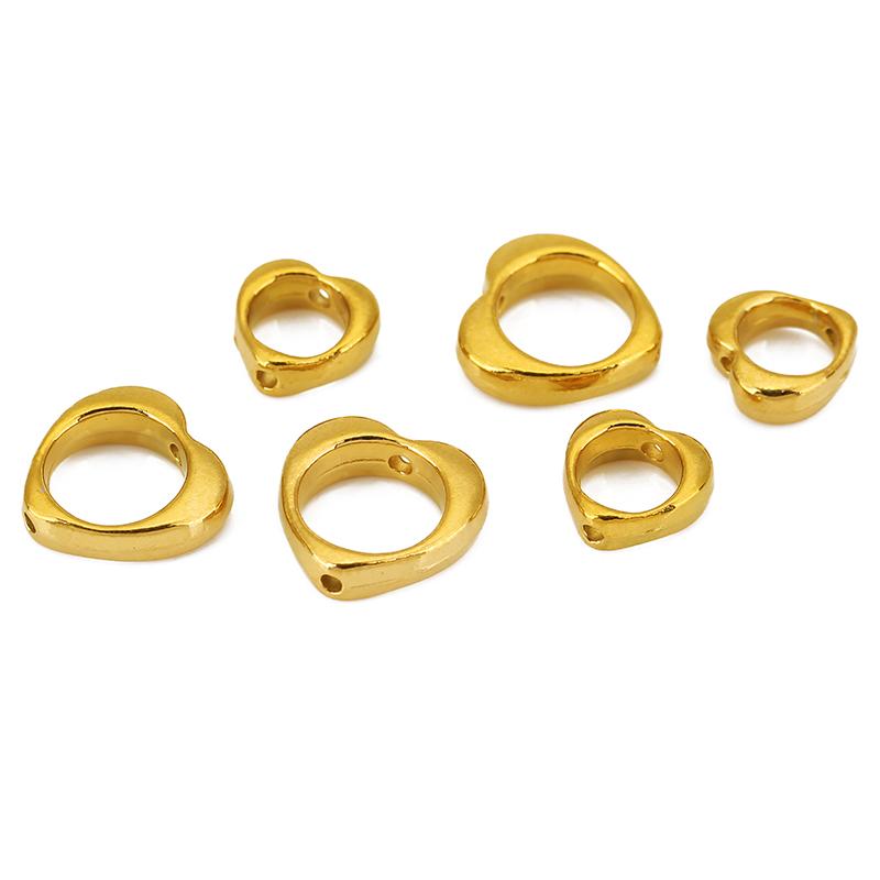 5pcs Hole 6mm 8.5 Mm Stainless Steel Earrings Charms Beads PVD Never Fade Heart Necklace Spacer Bracelet Beads Jewelry Supplies