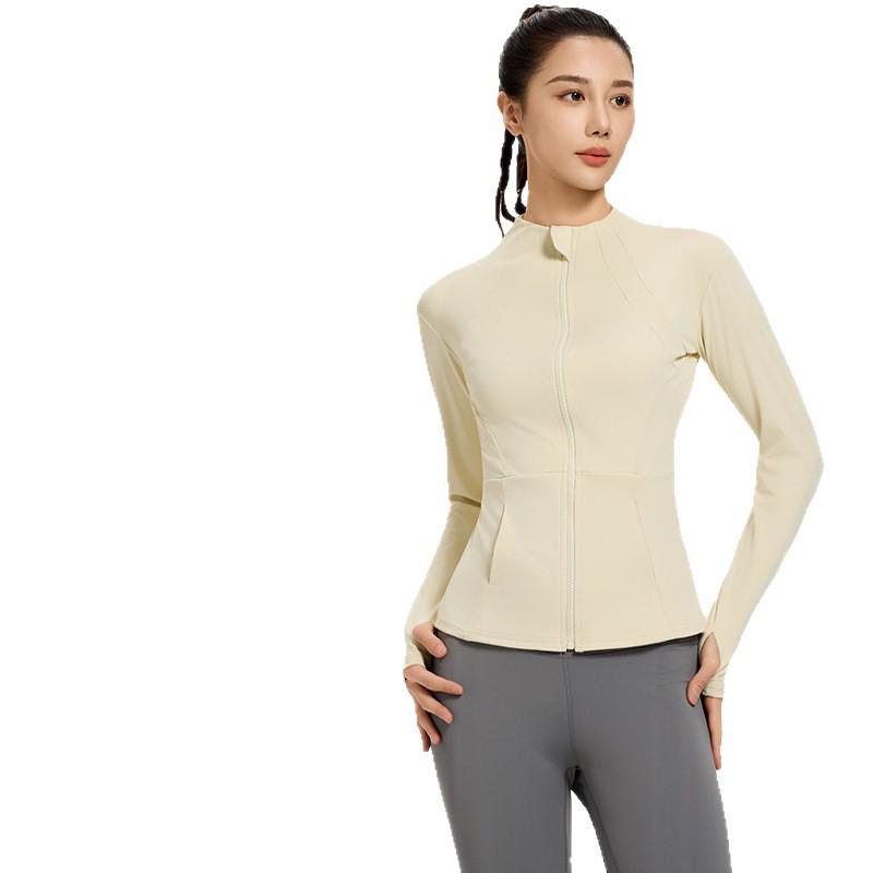 Women's Quick-Dry Sun Protection Yoga Jacket - Breathable, Slimming Fit with Pockets