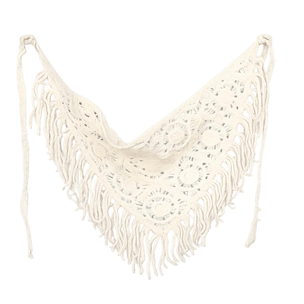 Hollowing Out Knitted Butt Flap Bohemian Tassel Hip Apron Fashion Knitted Back Flap  Photo Props