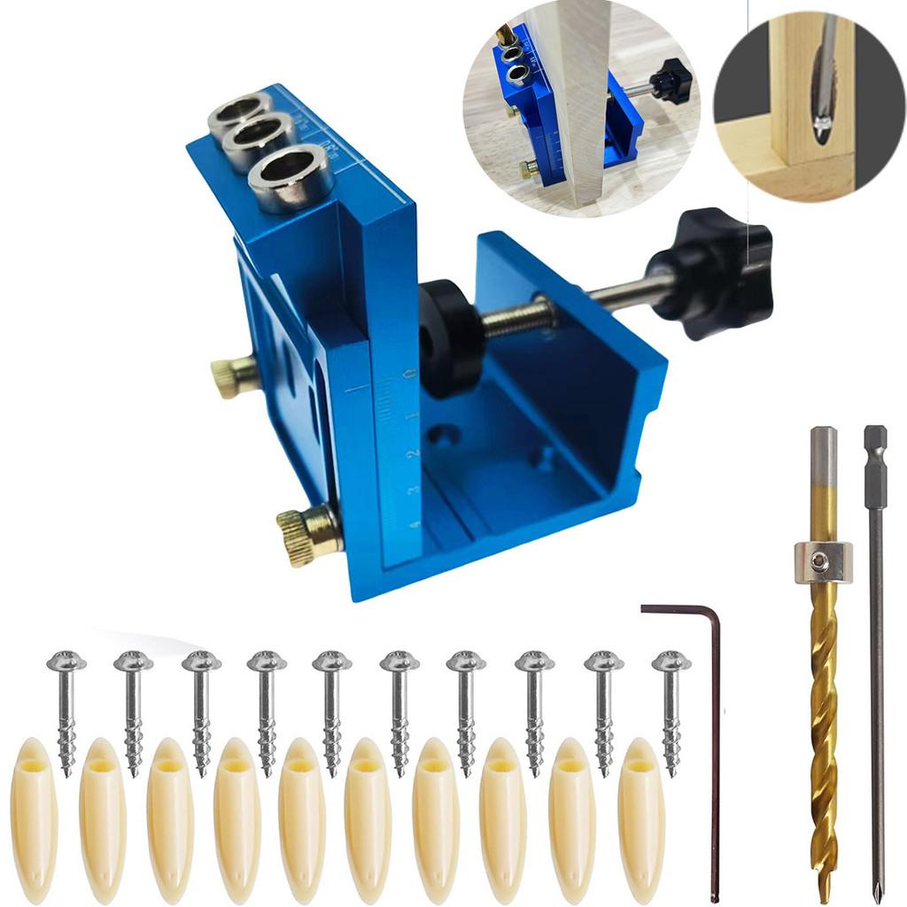 

Aluminum Alloy Woodworking Drilling Positioner Adjustable Oblique Hole Locator Wooden Board Punching Fixing Tool Blue Set