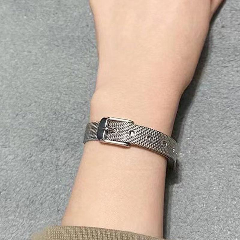

Stainless Steel Mesh Watch Strap Bracelet Buckle Stacking Bangle Gift For Her Best Friend Gift серебряный