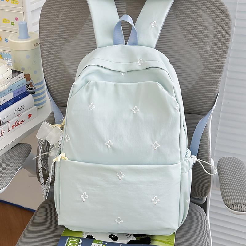 Schoolbag Japanese Ins Fresh Embroidery Backpack Female Large Capacity Junior High School Student School Bag Leisure Travel Commuter Backpack