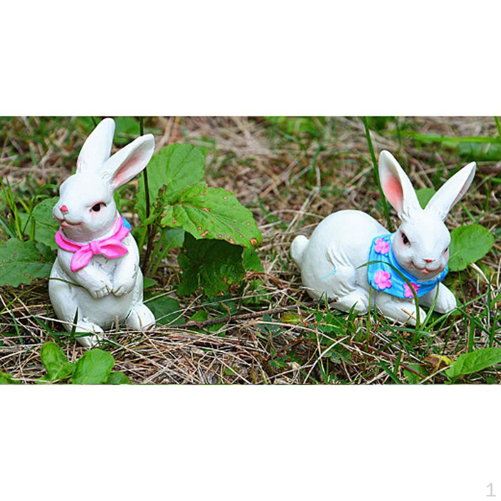 

1 Pair Resin Miniature Fairy Garden Dollhouse Decoration Statues Micro Landscape Heimwerken Patio Pair of Rabbit #1