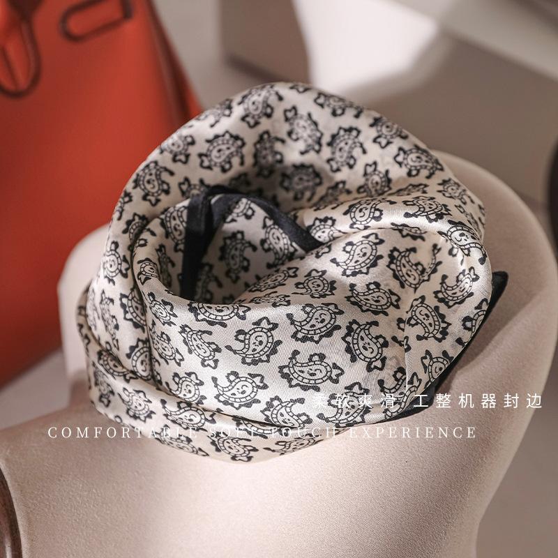 100% mulberry silk small square scarf silk scarf women's spring and autumn with shirt neck protection scarf 53cm decorative thin scarf