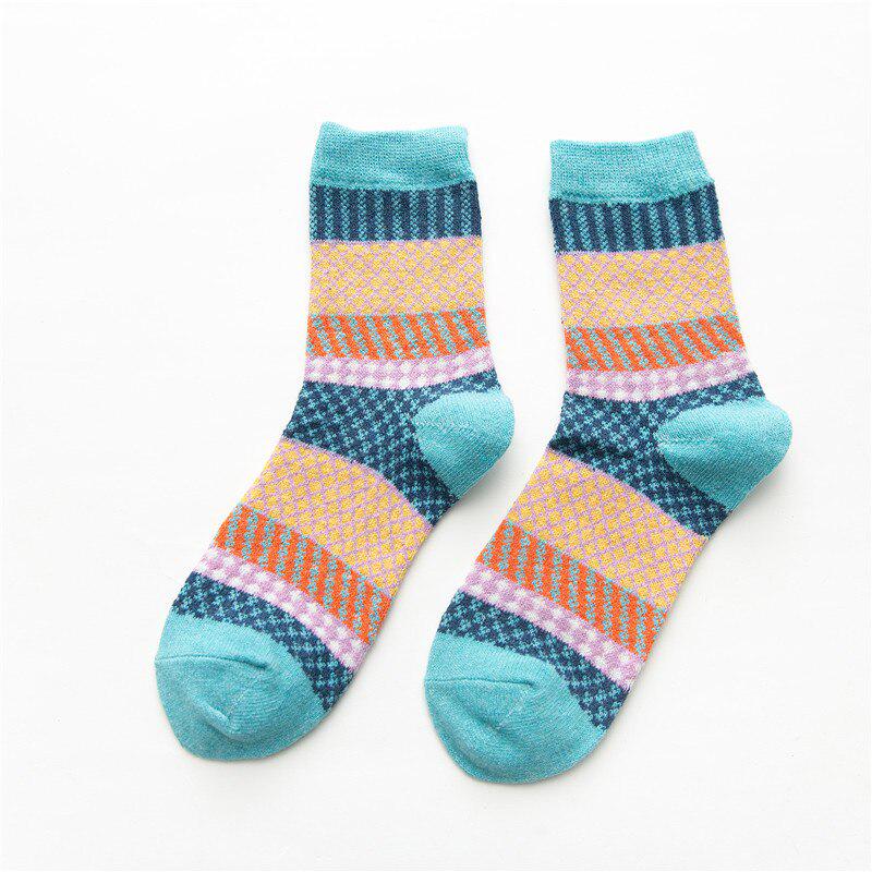Thicken Women Socks Retro Style Cotton & Woolen Warm Socks Comfortable Soft Yellow Pink Winter Sock