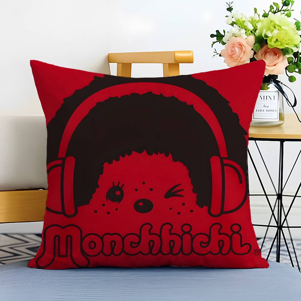 Cute Cartoon M-Monchhichis-MT Pillow Case Printed Brushed Fleece Pillow Baby Skin-Touch Eco-Friendly Dye-Sublimat
