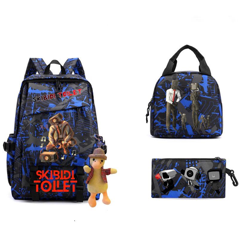 New Skibidi Toilet Man Spoof School Bag Elementary School Backpack Satchel Pencil Case