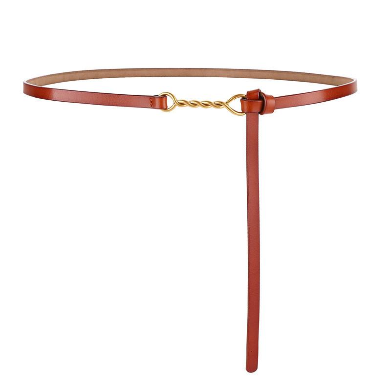 Genuine Leather Womens Slim Belt With Metal Buckle For Office And Casual Wear