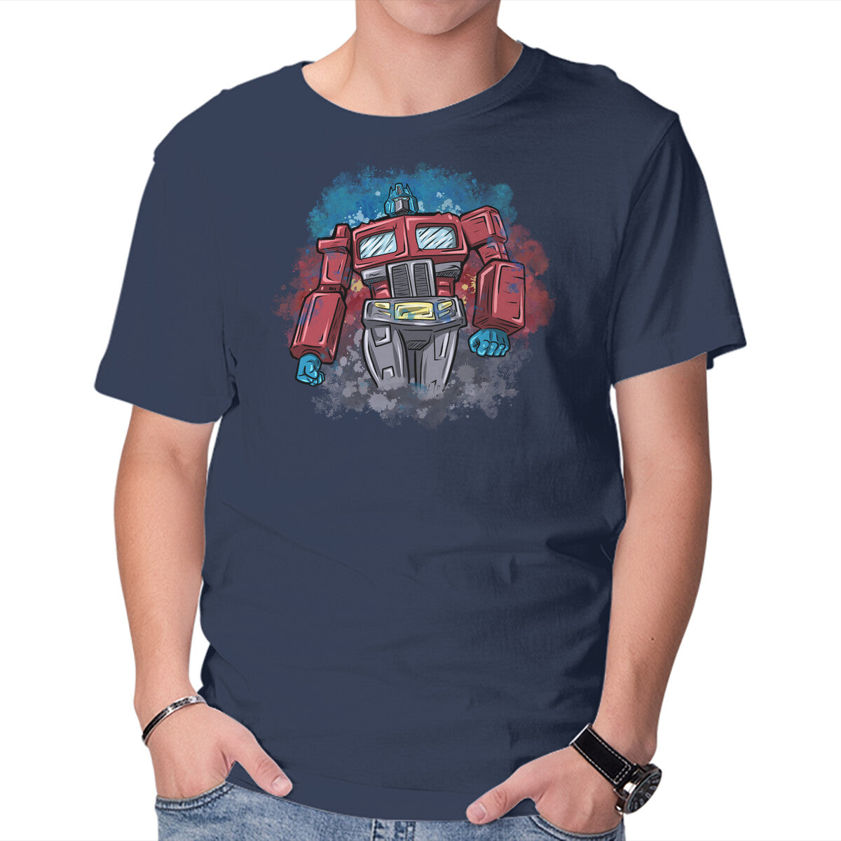 Unisex Crew Neck T-Shirt Leader Autobot Graphic Short Sleeve Casual Tee M