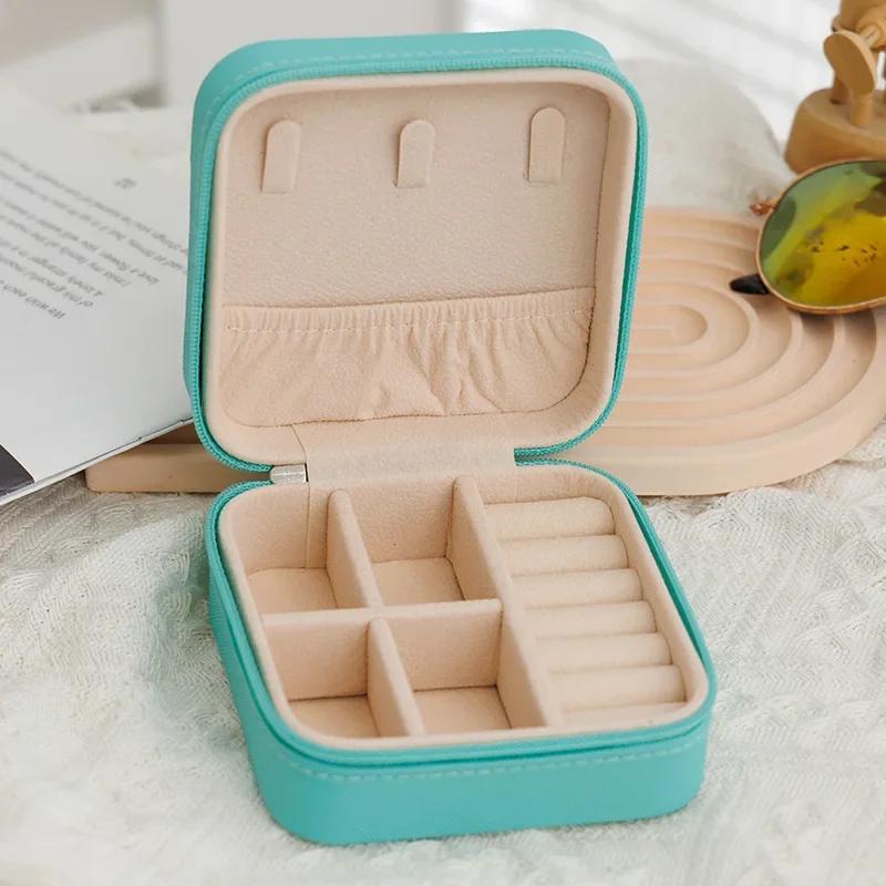 Mini PU Jewelry Box - Portable Ring Earring Organizer Case, Small Jewelry Storage Pouch for Travel & Home Use