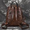 Johnature Genuine Leather Backpack Women Bag Vintage Animal Prints Embossing Leisure Large Capacity Outdoor Travel Bags