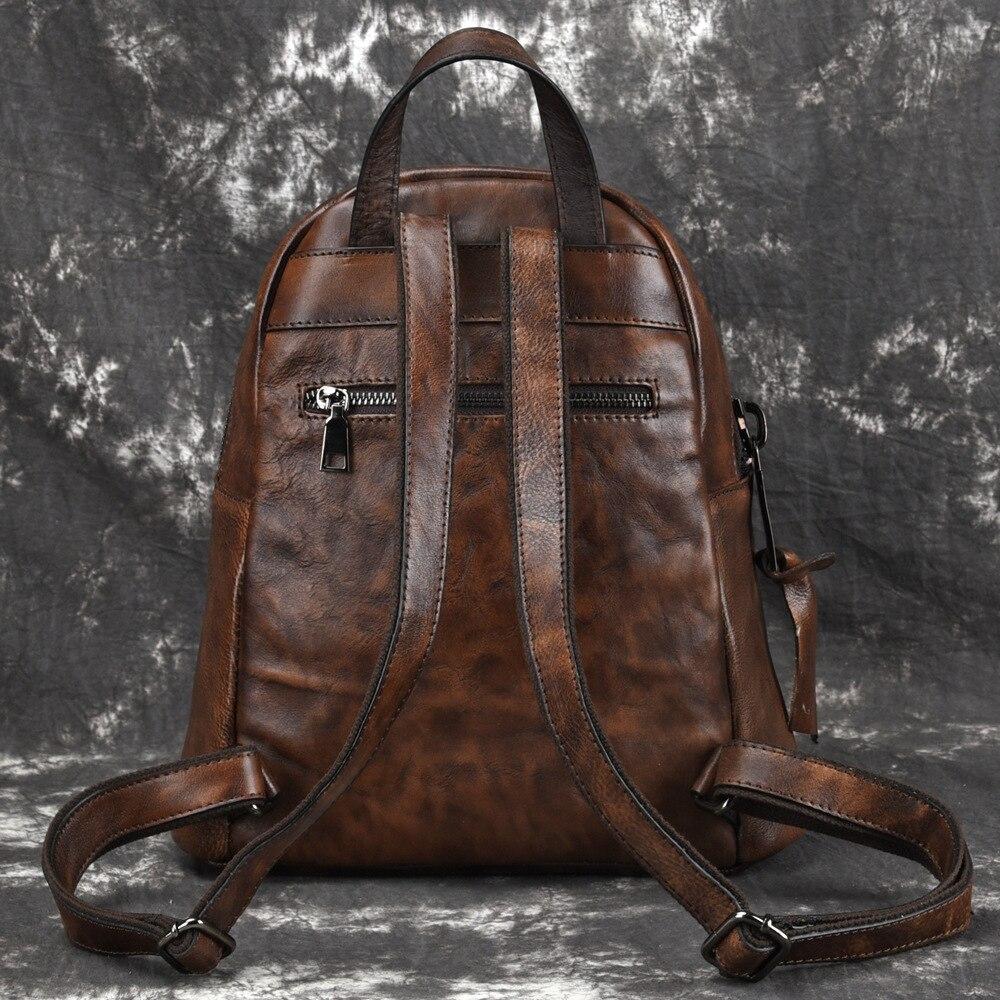 Johnature Genuine Leather Backpack Women Bag Vintage Animal Prints Embossing Leisure Large Capacity Outdoor Travel Bags