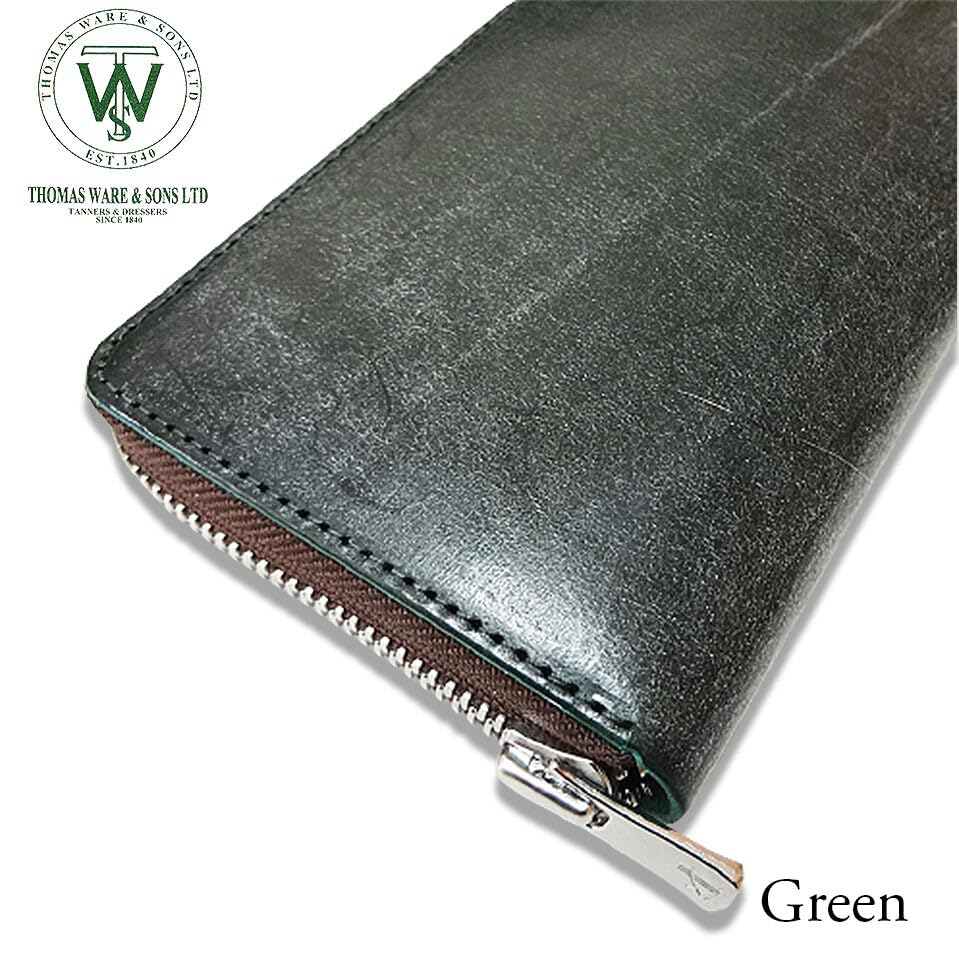 Thomas Ware Bridle Leather Round Zip Wallet, Green
