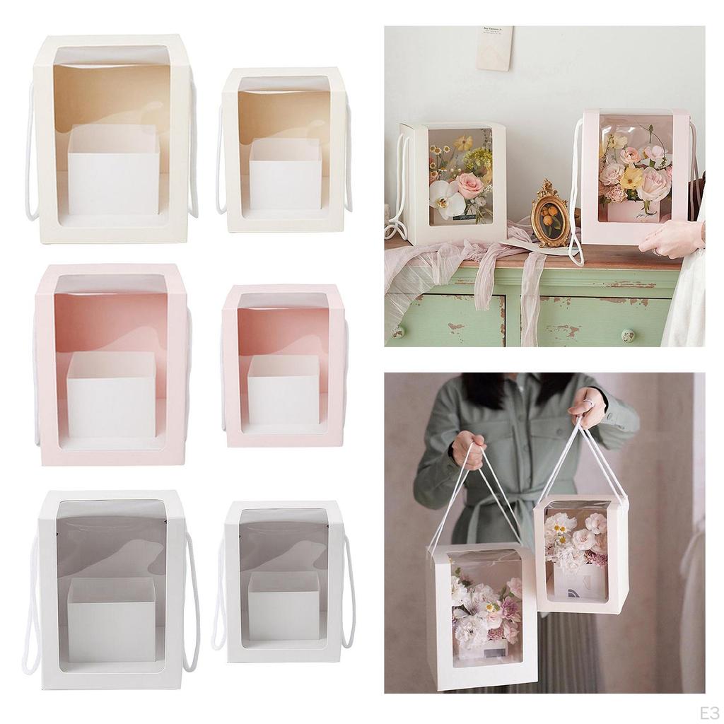 Flower Gift Paper Packaging Boxes Clear Window Wedding Baby Shower Favors